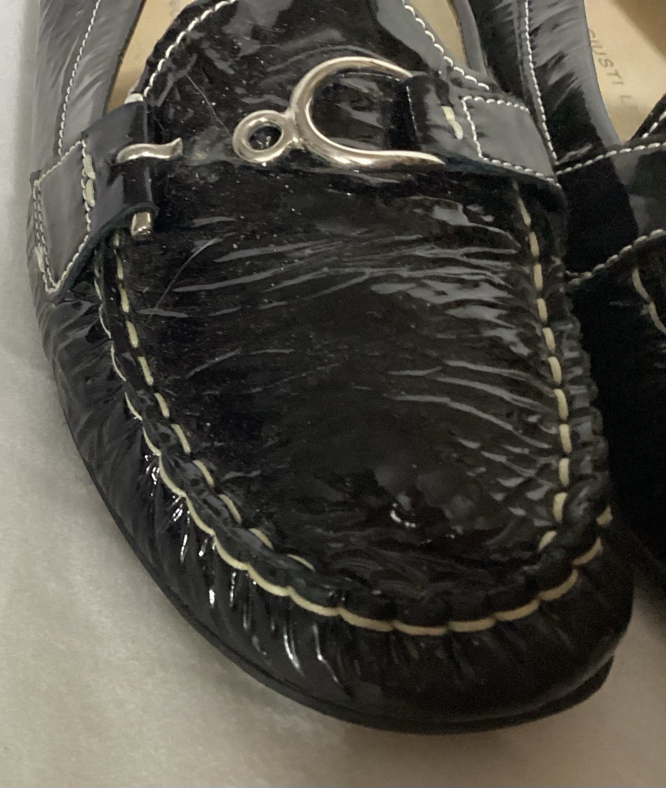 Attilio Giusti Leombruni Black Patent Women Mocassins Sz 41 Made In Italy