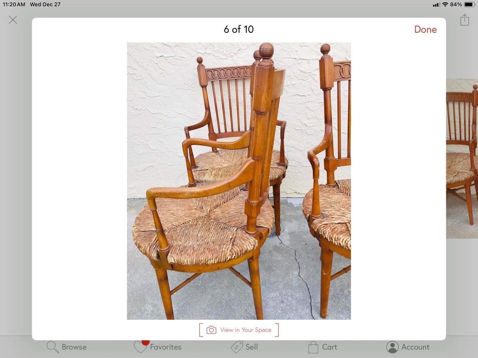 Set Of 4 Vintage Tomlinson Rush Seats Chairs