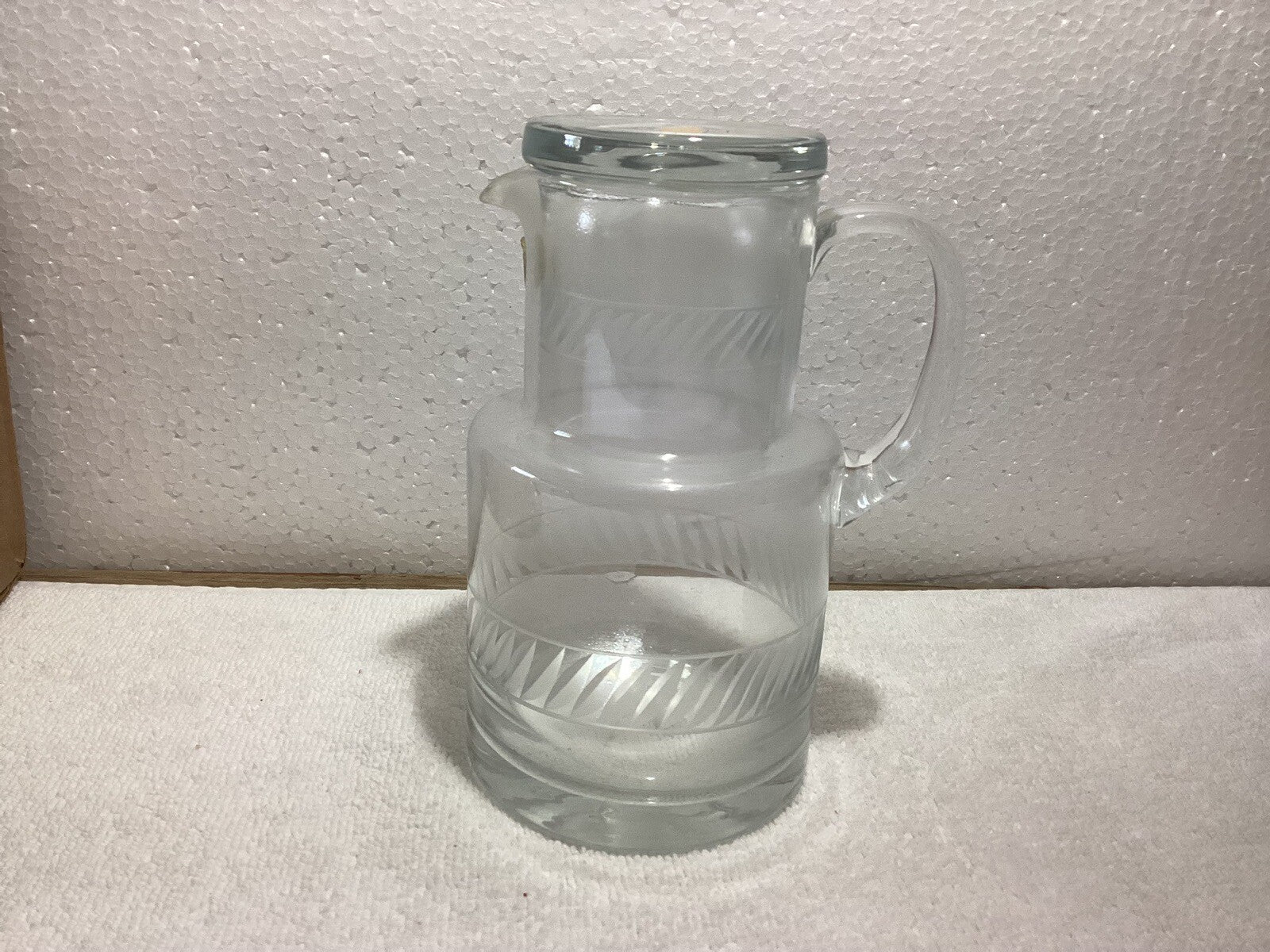 Romanian Bedside Etched Pitcher With Water Glass