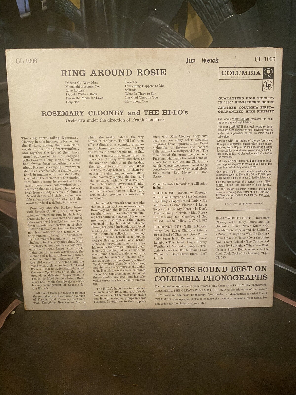 Rosemary Clooney And The Hi-Lo’s ~ Ring Around The Rosie CL1006/ 1957