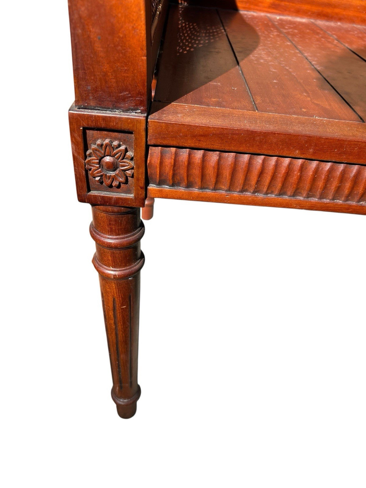 Italian Cane Back Wooden Bench With Cushion