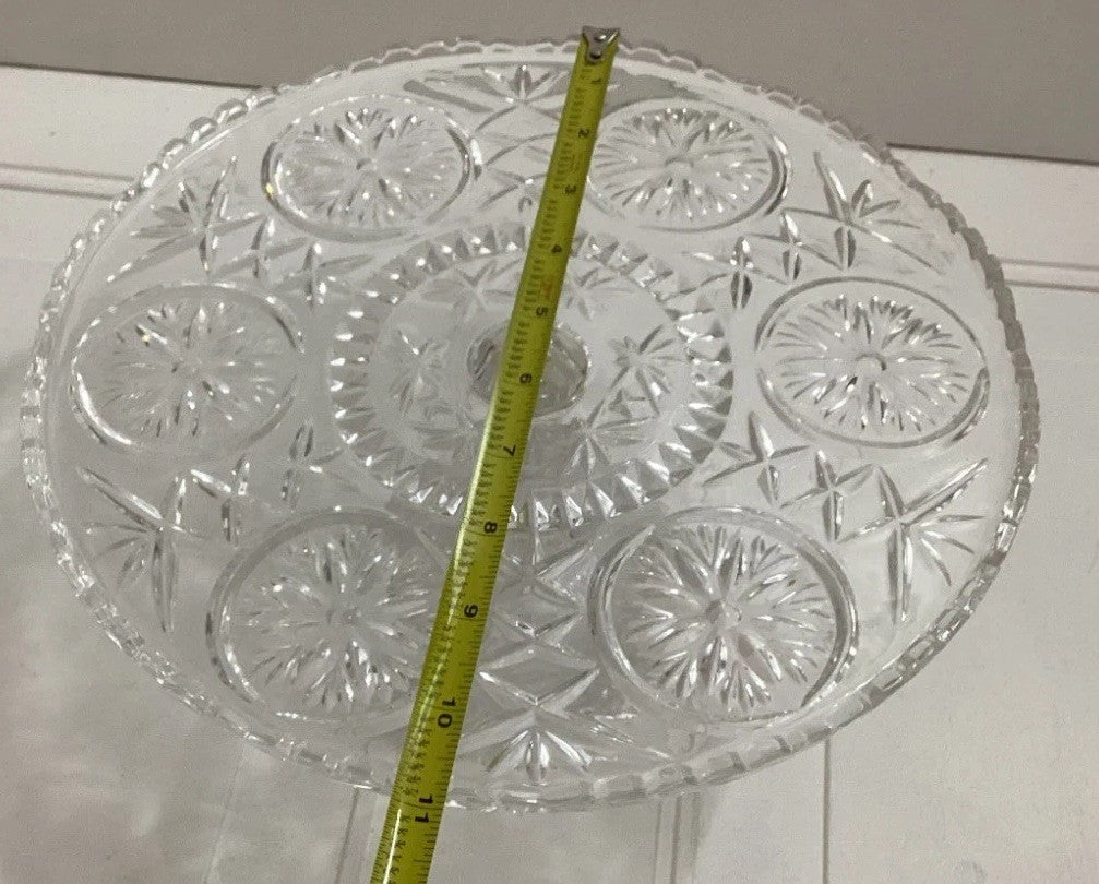 Vintage Round Pressed Glass Footed Cake Stand