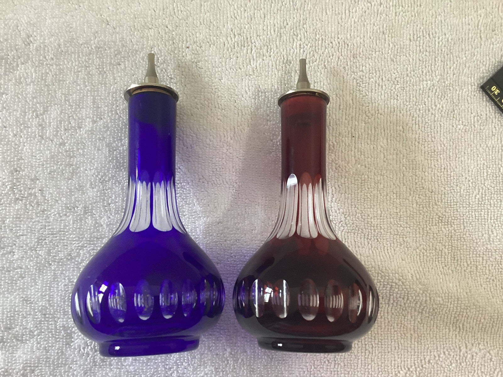 Vintage Cut Glass oil & vinegar dispensers Cruets Set Of 2