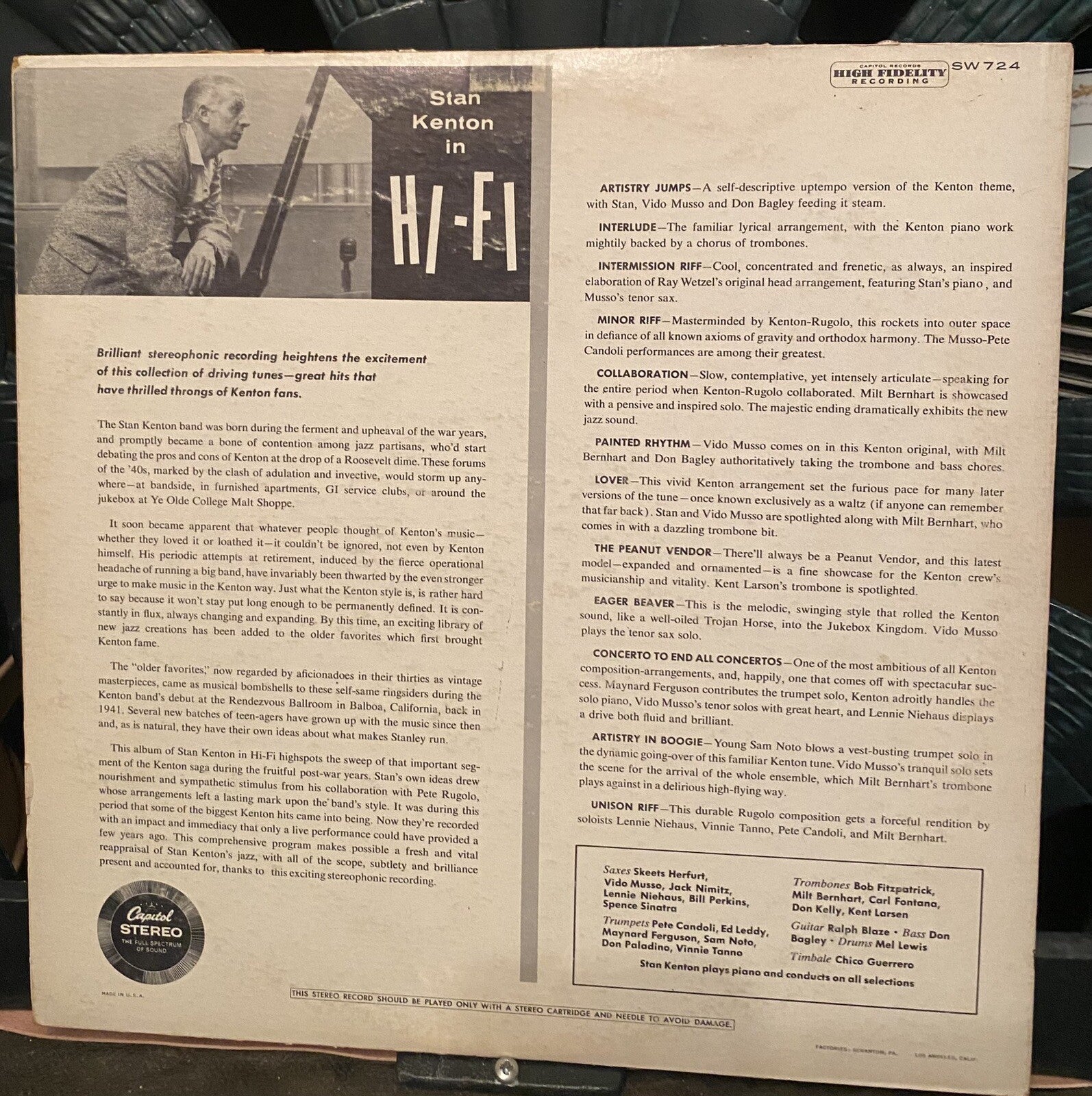 STAN KENTON In Hi-Fi 1956 VTG Vinyl LP Record Capitol W-724 VG+