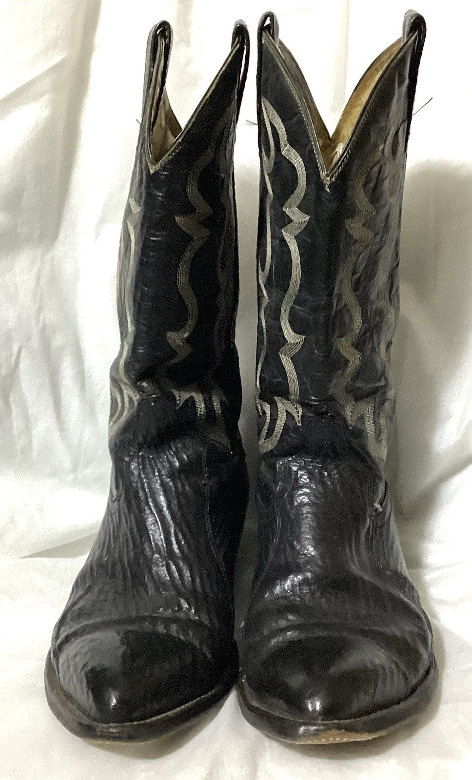 Cowtown Black Leather J Toe Cowboy Boots Sz 9.5 M-Men