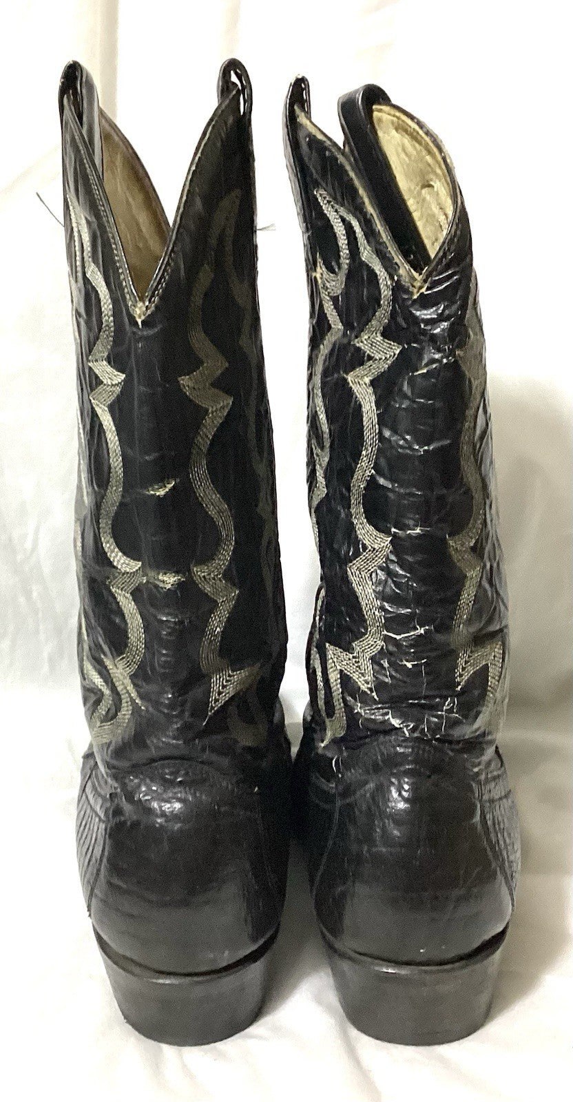 Cowtown Black Leather J Toe Cowboy Boots Sz 9.5 M-Men