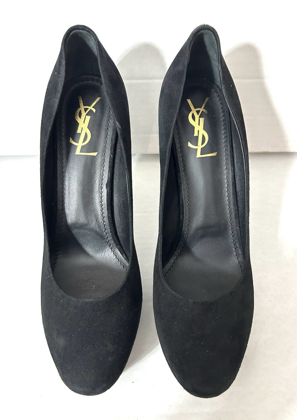 Yves Saint Laurent Women Platform Black Suede Shoes Sz 40.5