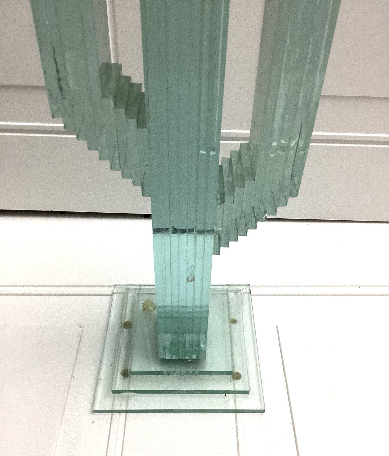 Green Stacked Saguro Cactus Glass Sculpture 19” Tall