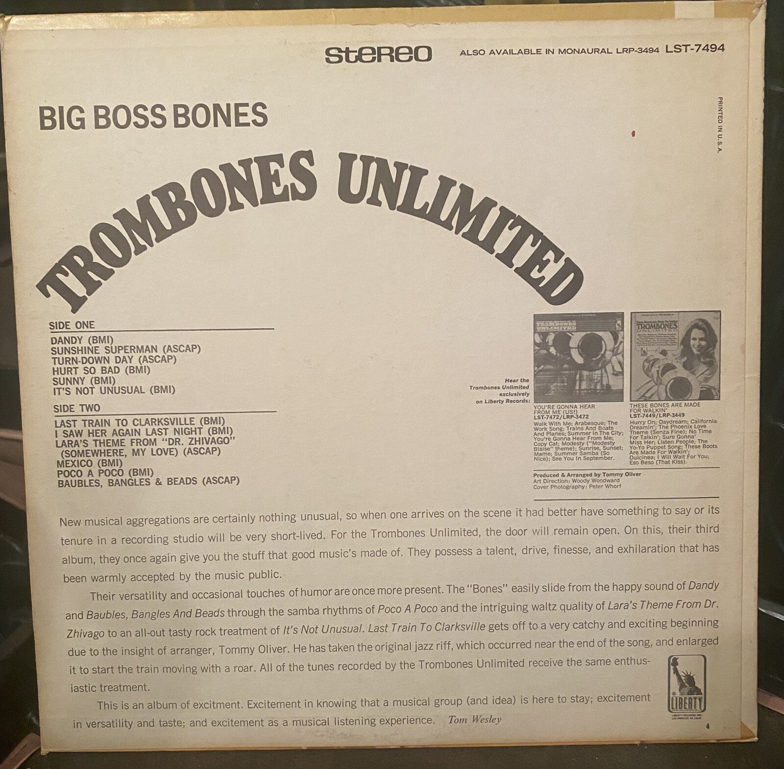 Trombones Unlimited - Big Boss Bones - Liberty - LRP-3494 - LP, Album, Mono 1567
