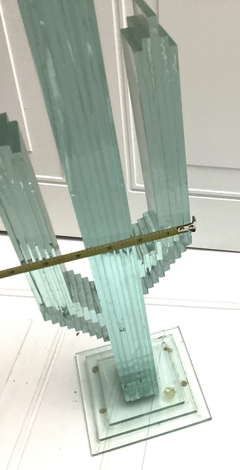 Green Stacked Saguro Cactus Glass Sculpture 19” Tall