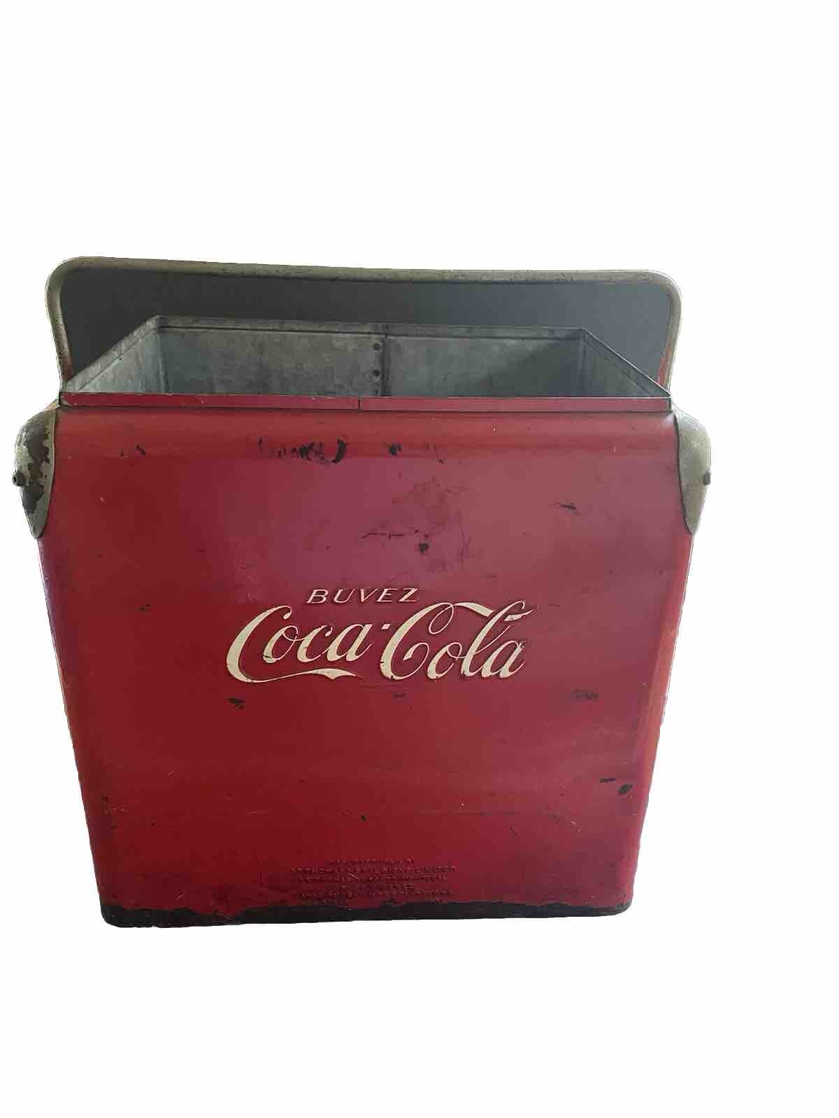 Vintage Heavy Coca Cola Ice Chest Cooler With Handle
