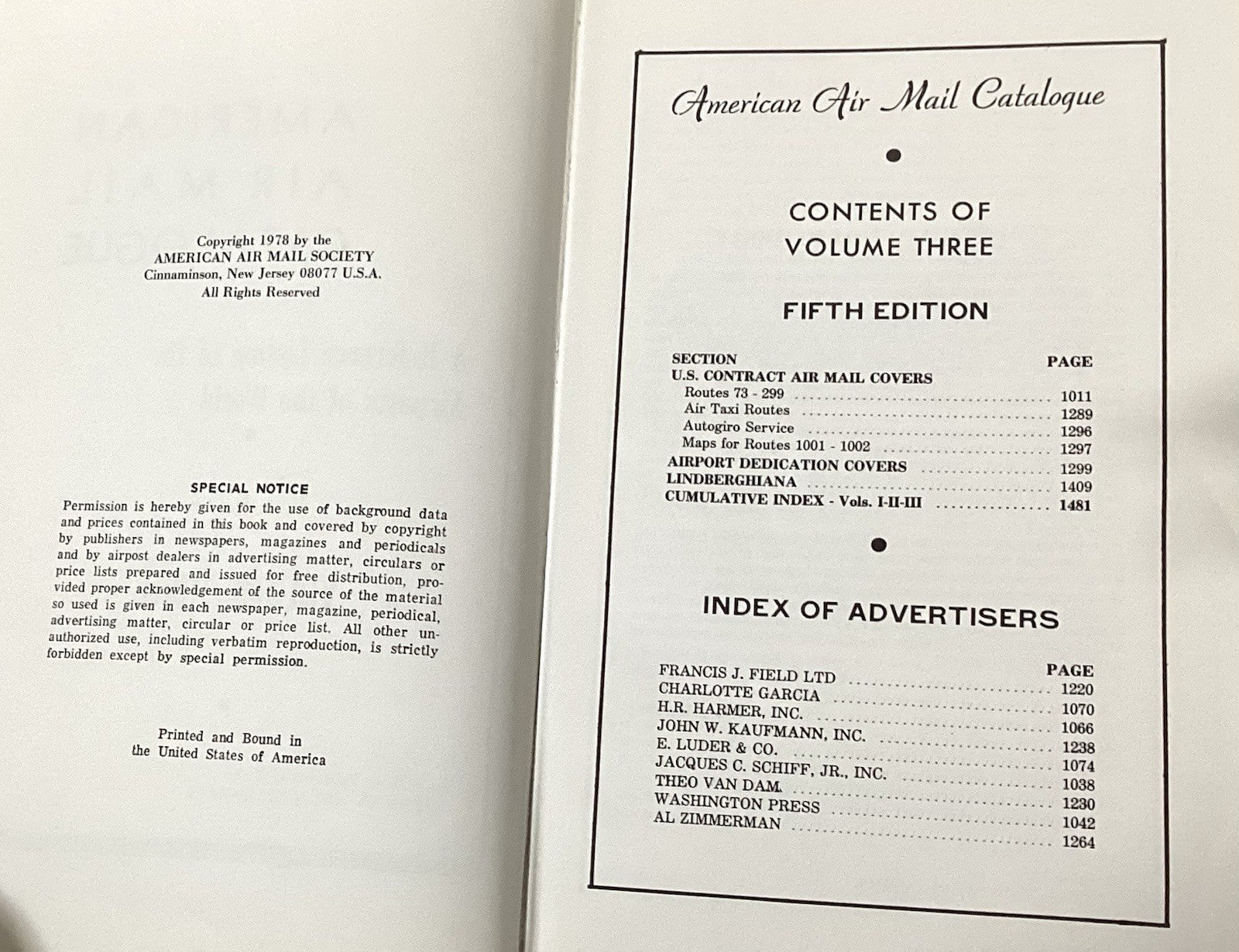 Book-American Air Mail Catalogue-5th Edition/Volume 1,2,3 #444
