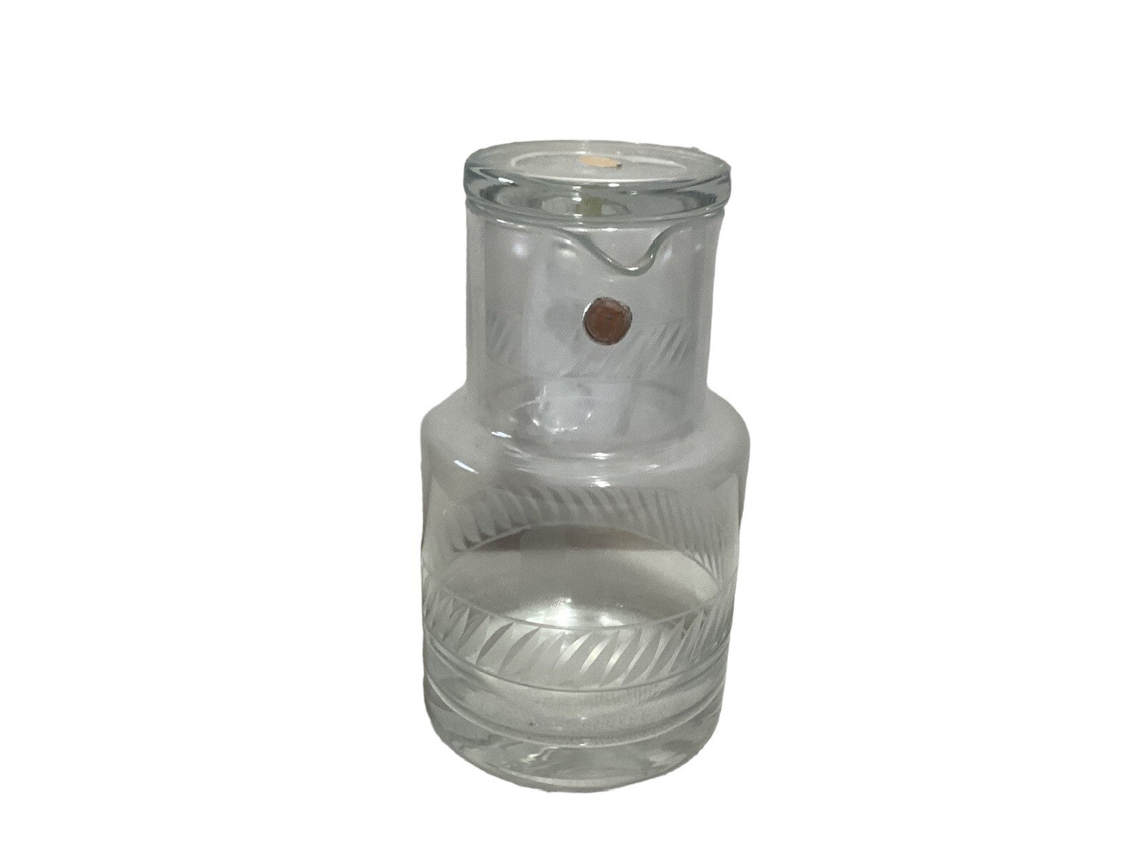 Romanian Bedside Etched Pitcher With Water Glass