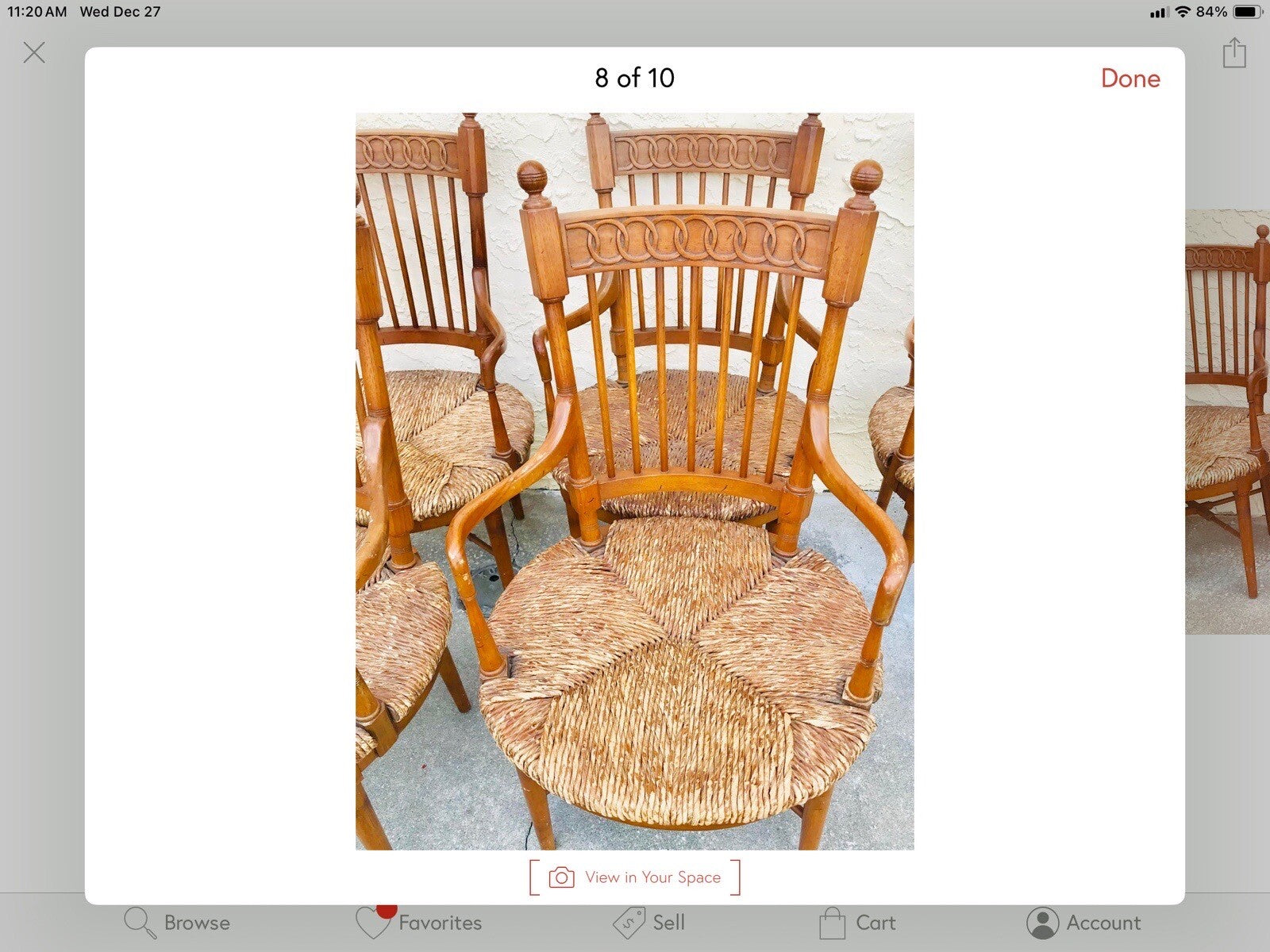 Set Of 4 Vintage Tomlinson Rush Seats Chairs