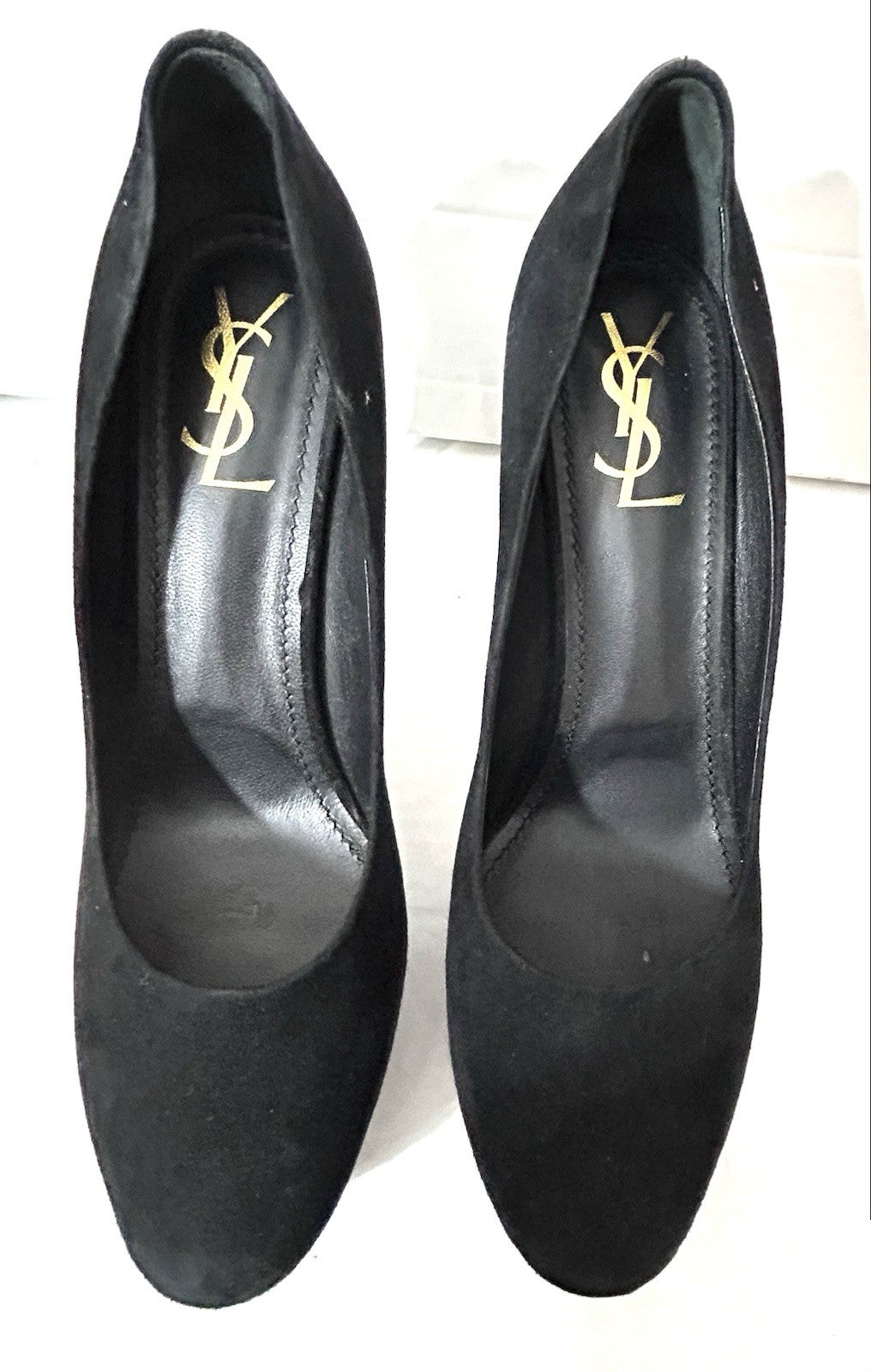 Yves Saint Laurent Women Platform Black Suede Shoes Sz 40.5