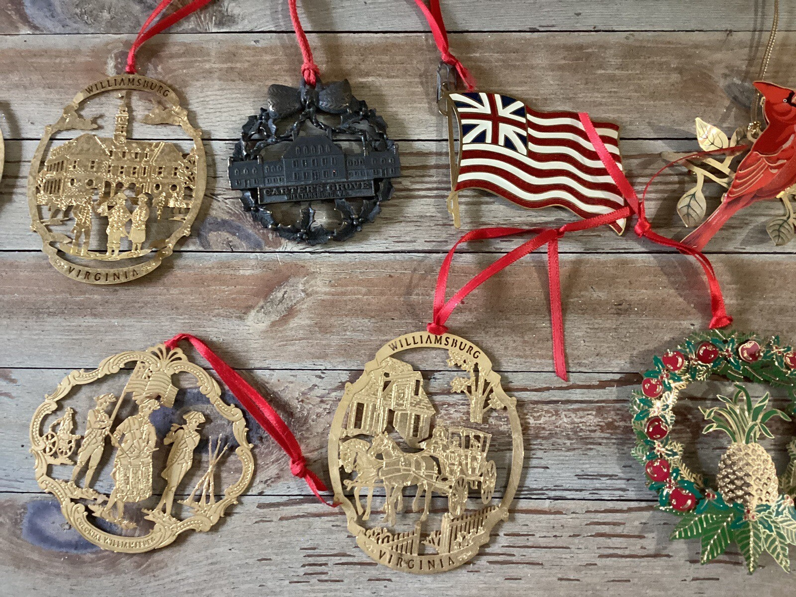 Set Of 9 + 2 Colonial Williamsburg Christmas Ornaments