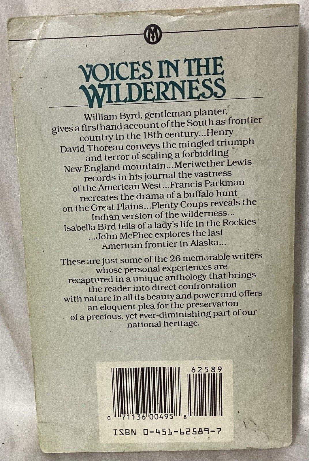 The Wilderness Reader Used Book By Frank Bergon #450