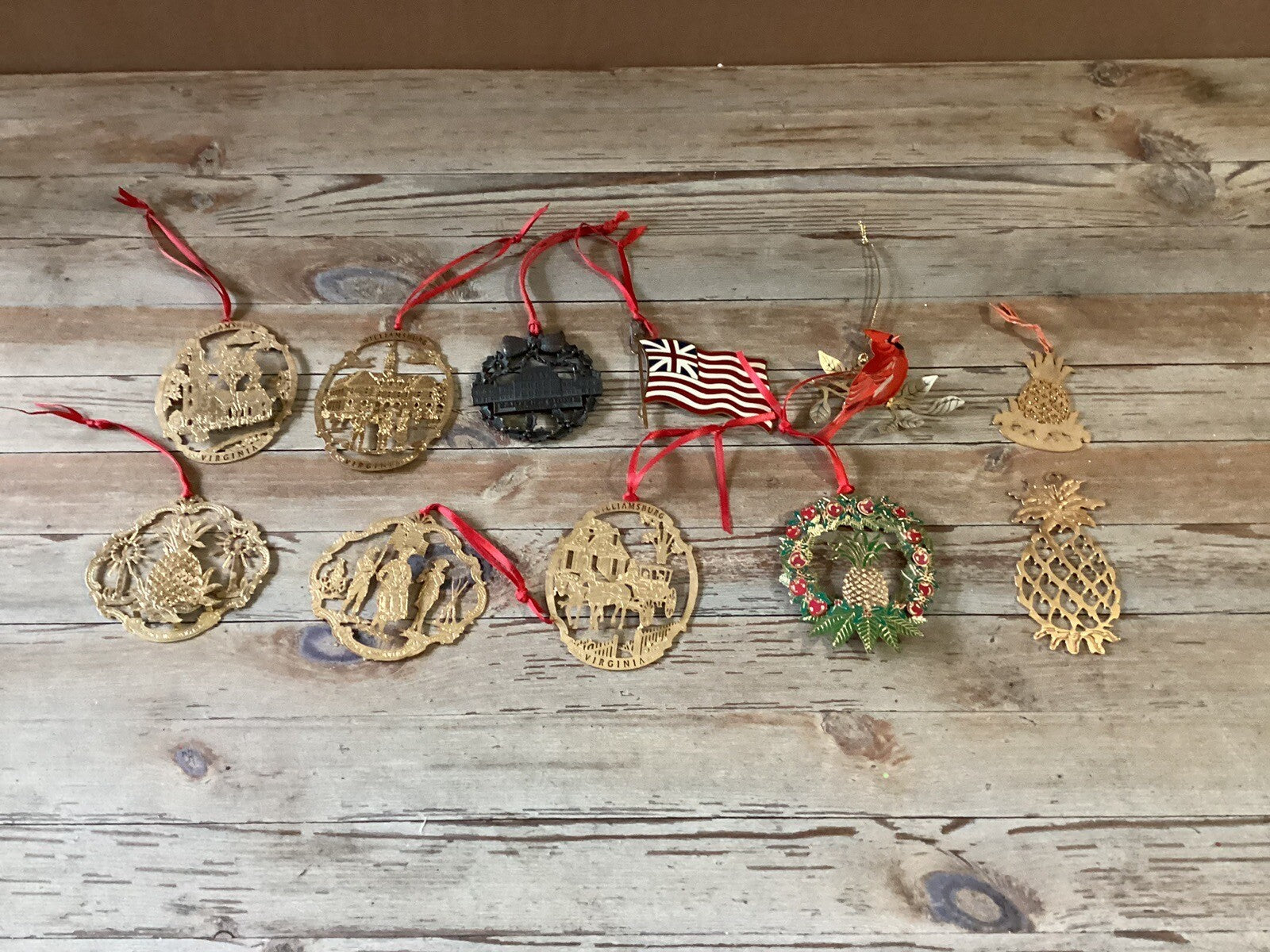 Set Of 9 + 2 Colonial Williamsburg Christmas Ornaments
