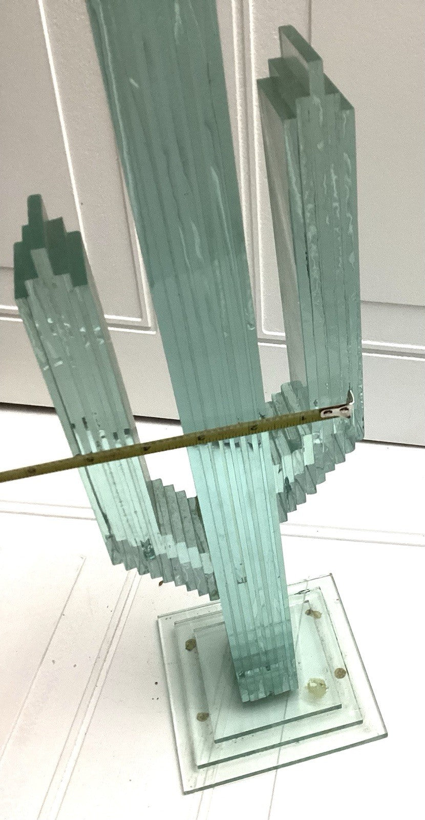 Green Stacked Saguro Cactus Glass Sculpture 19” Tall