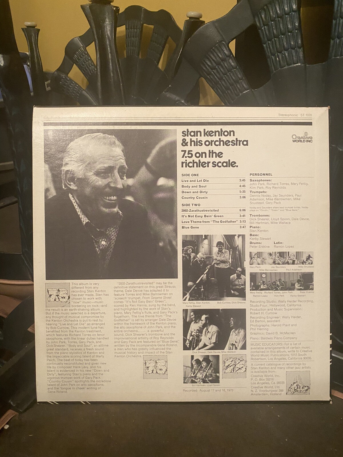 Stan Kenton 7.5 On the Richter Scale vinyl LP EX Creative World Inc in Shrink