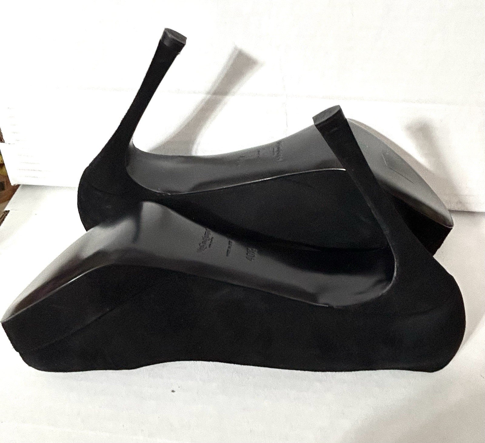 Yves Saint Laurent Women Platform Black Suede Shoes Sz 40.5