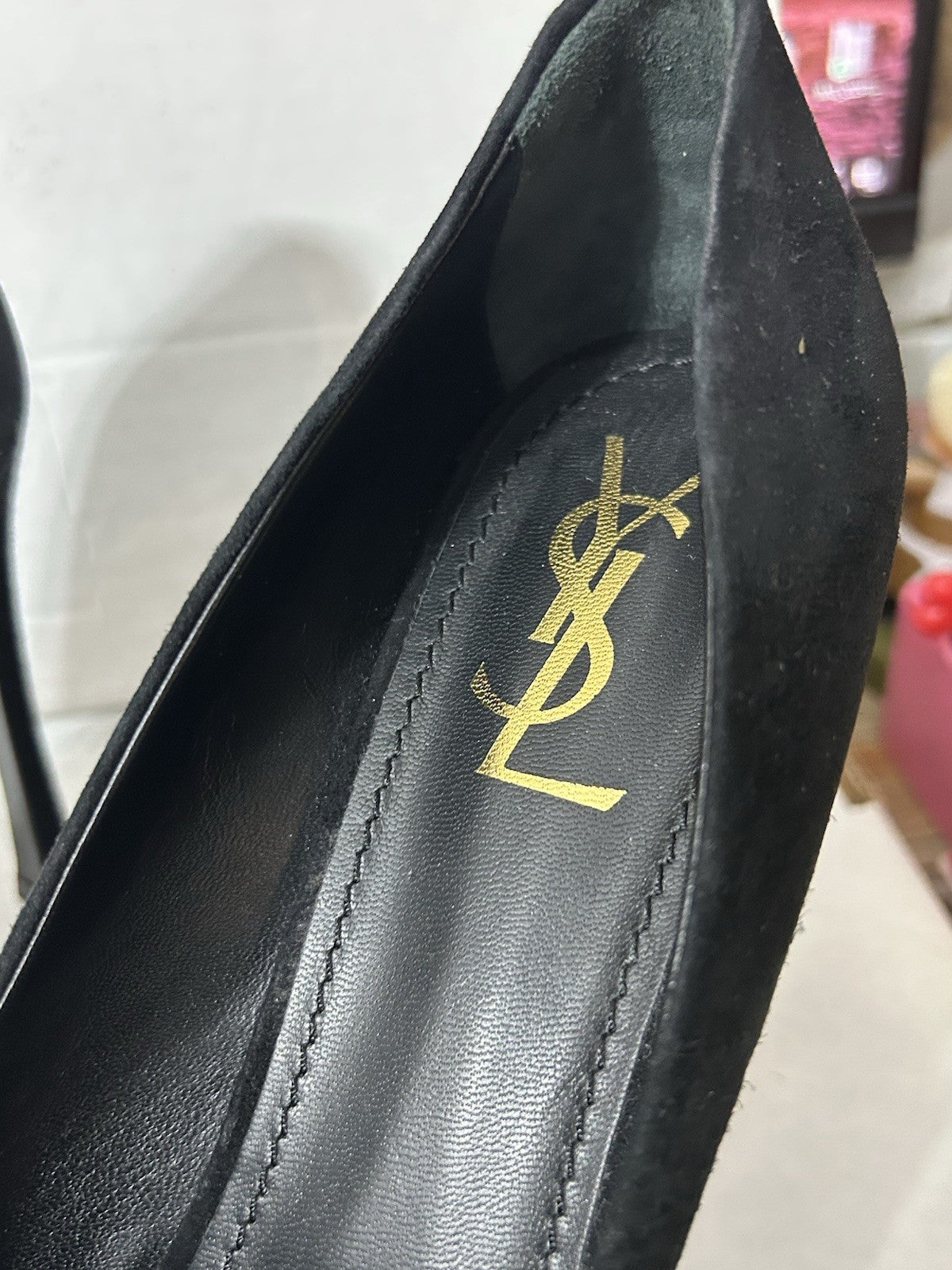 Yves Saint Laurent Women Platform Black Suede Shoes Sz 40.5