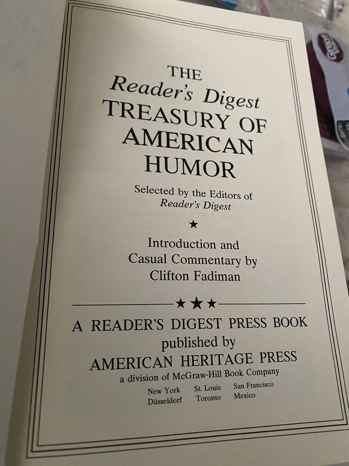 The Reader’s Digest Treasury Of American Humor Book