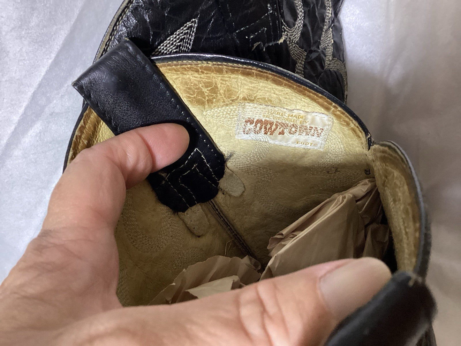 Cowtown Black Leather J Toe Cowboy Boots Sz 9.5 M-Men