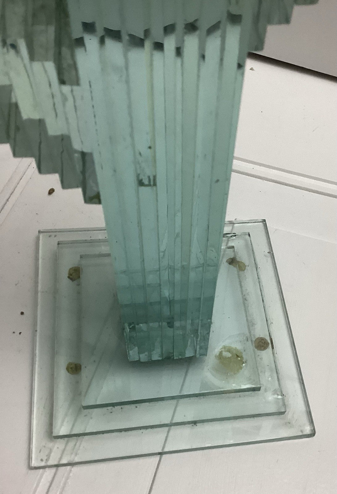Green Stacked Saguro Cactus Glass Sculpture 19” Tall