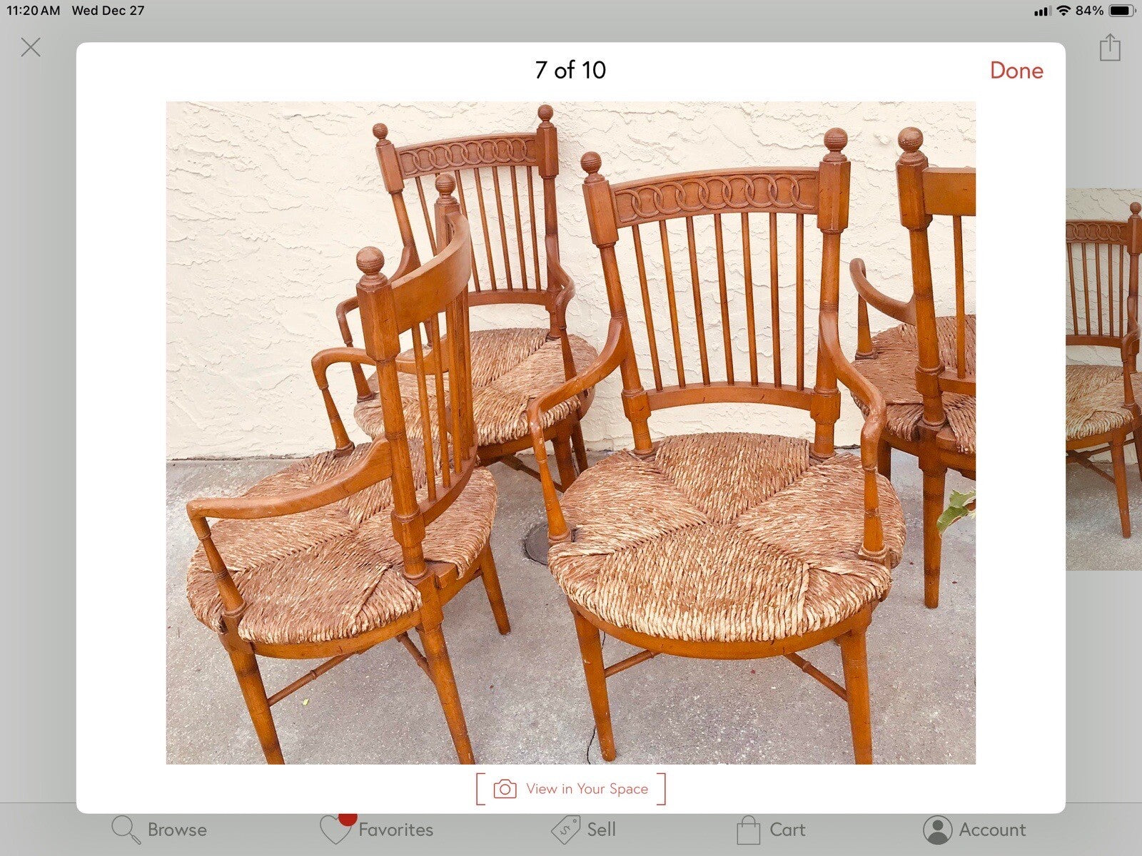 Set Of 4 Vintage Tomlinson Rush Seats Chairs