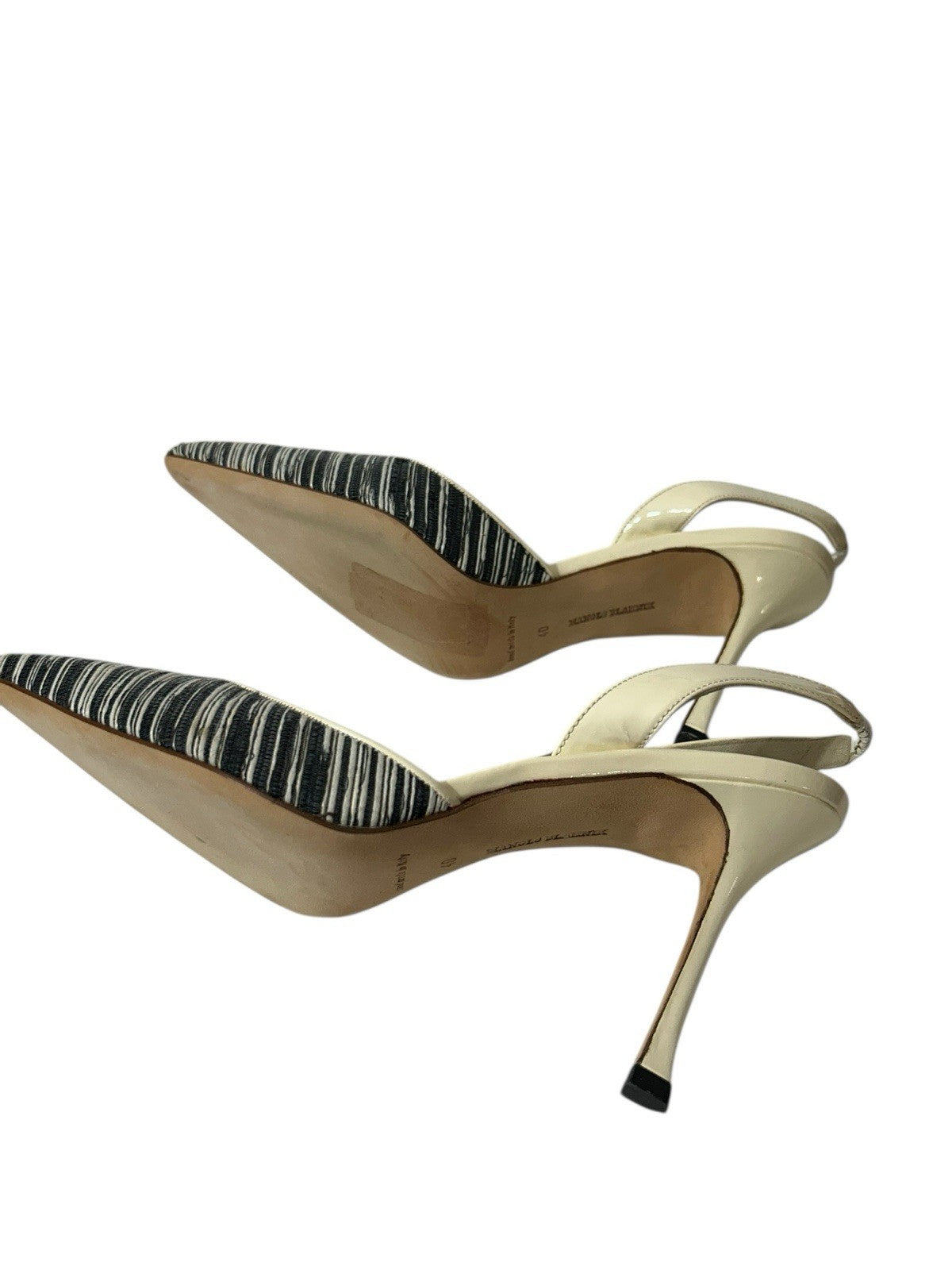 Manolo Blahnik Carolyne Striped Slingback Women Shoes Sz 40