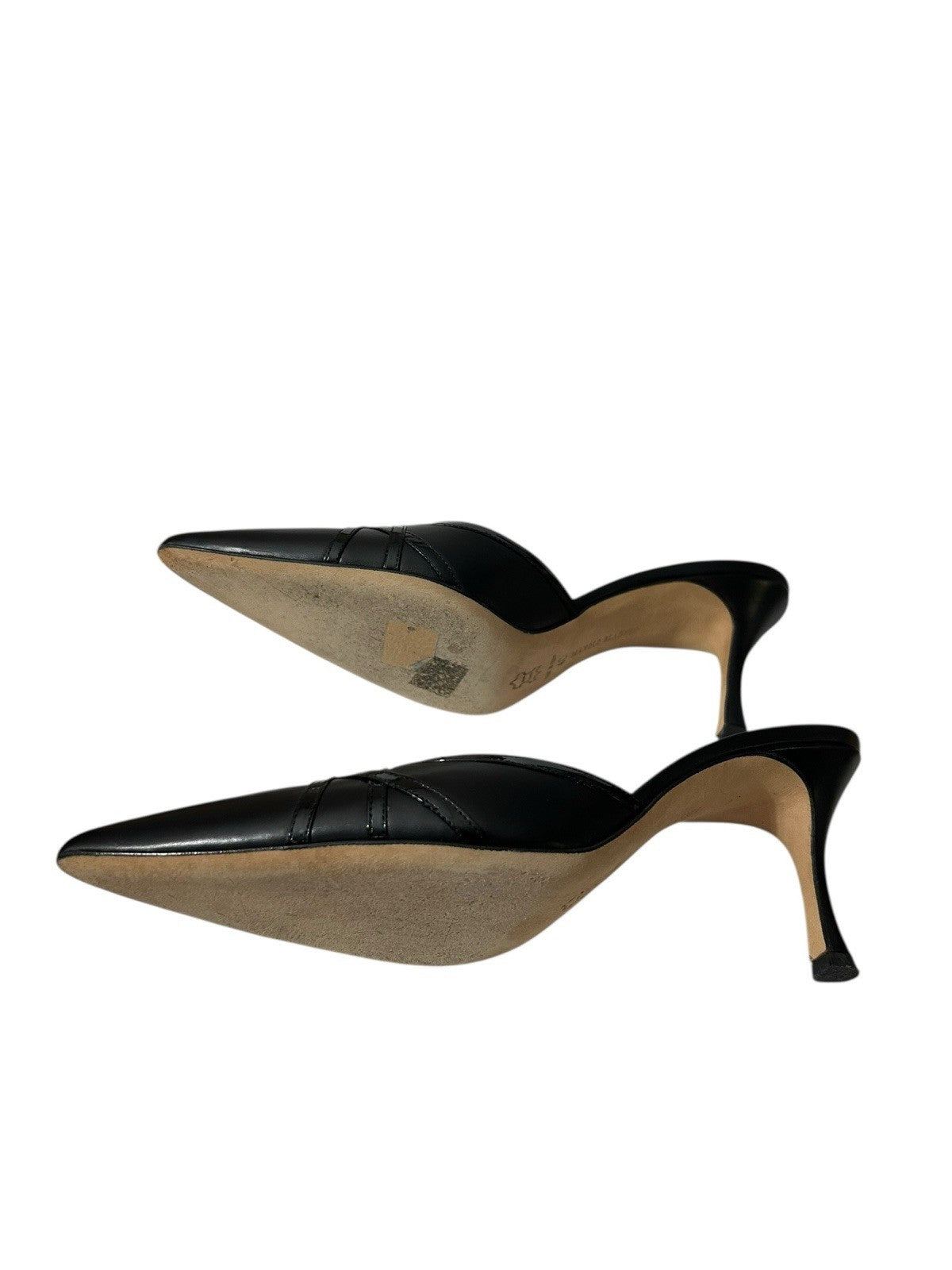 Manolo Blahnik Pointy Toe, Open Back Color Black Women Shoes Sz 40