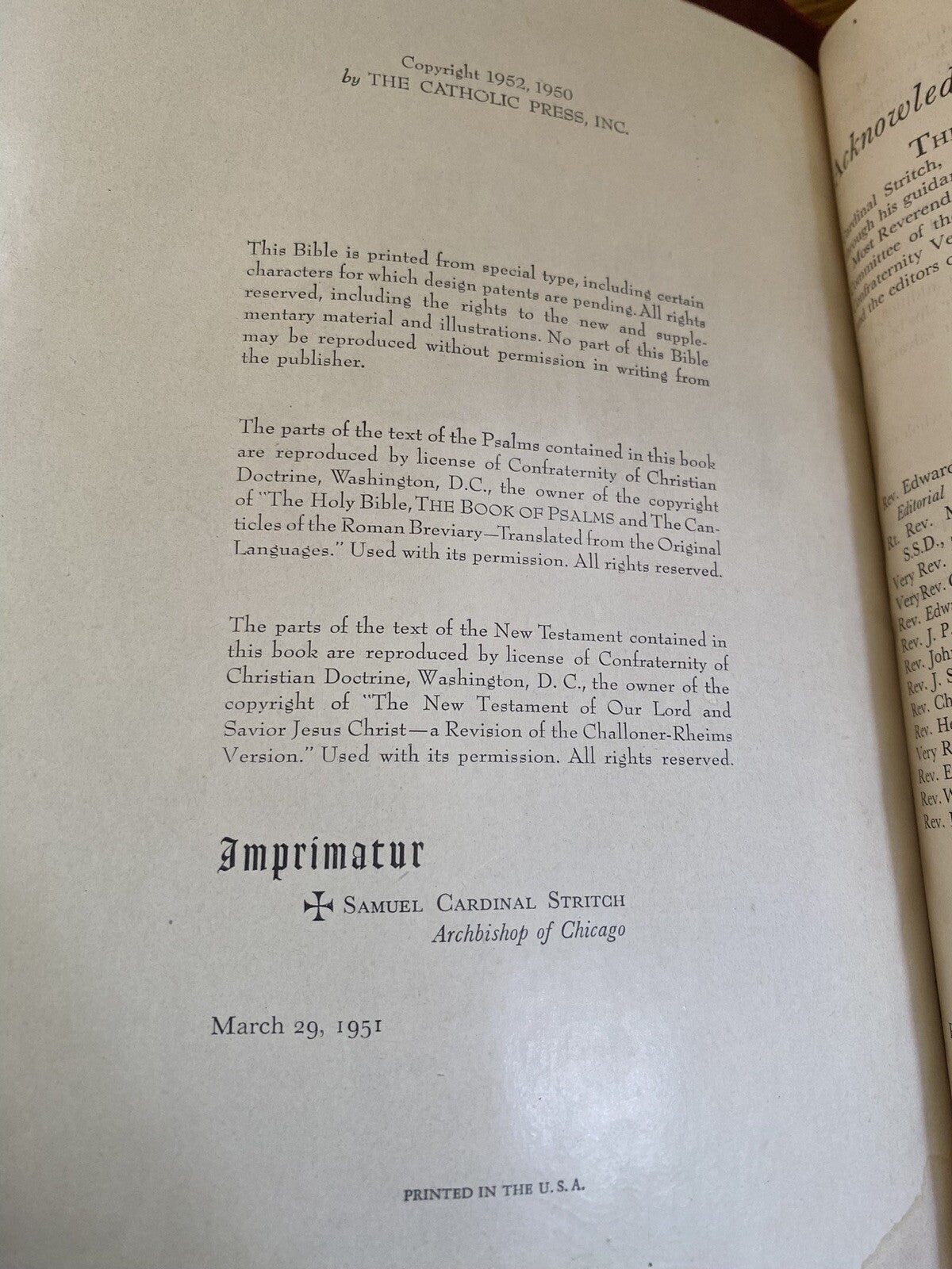 Holy Bible Edited by Rev. John P. O'Connell 1951