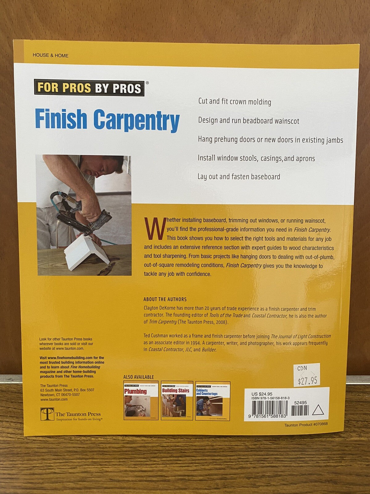 For Pros By Pros. Finish Carpentry Book