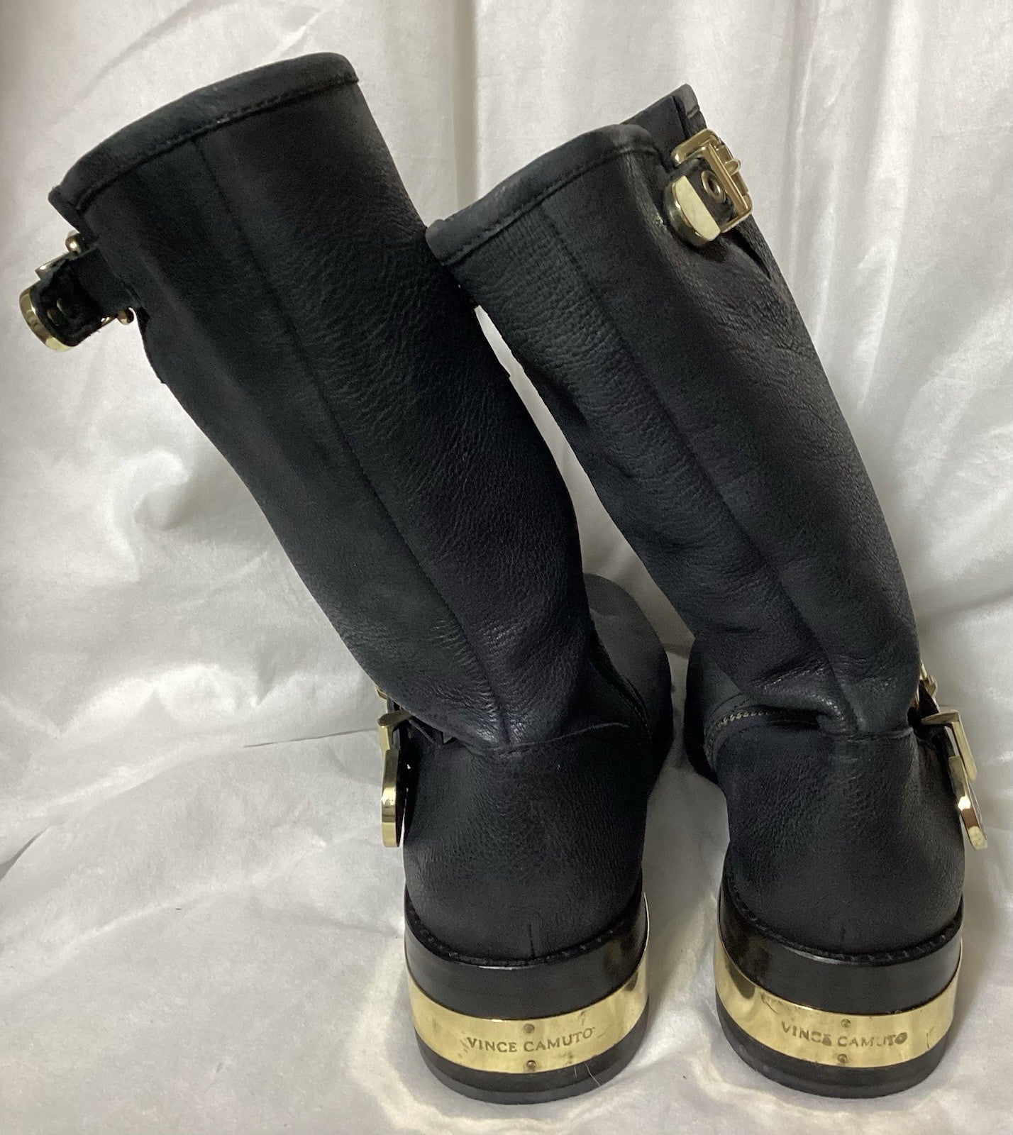 Vince Camuto Winchell Mid Calf Leather Women Black Boots Sz 9.5 M