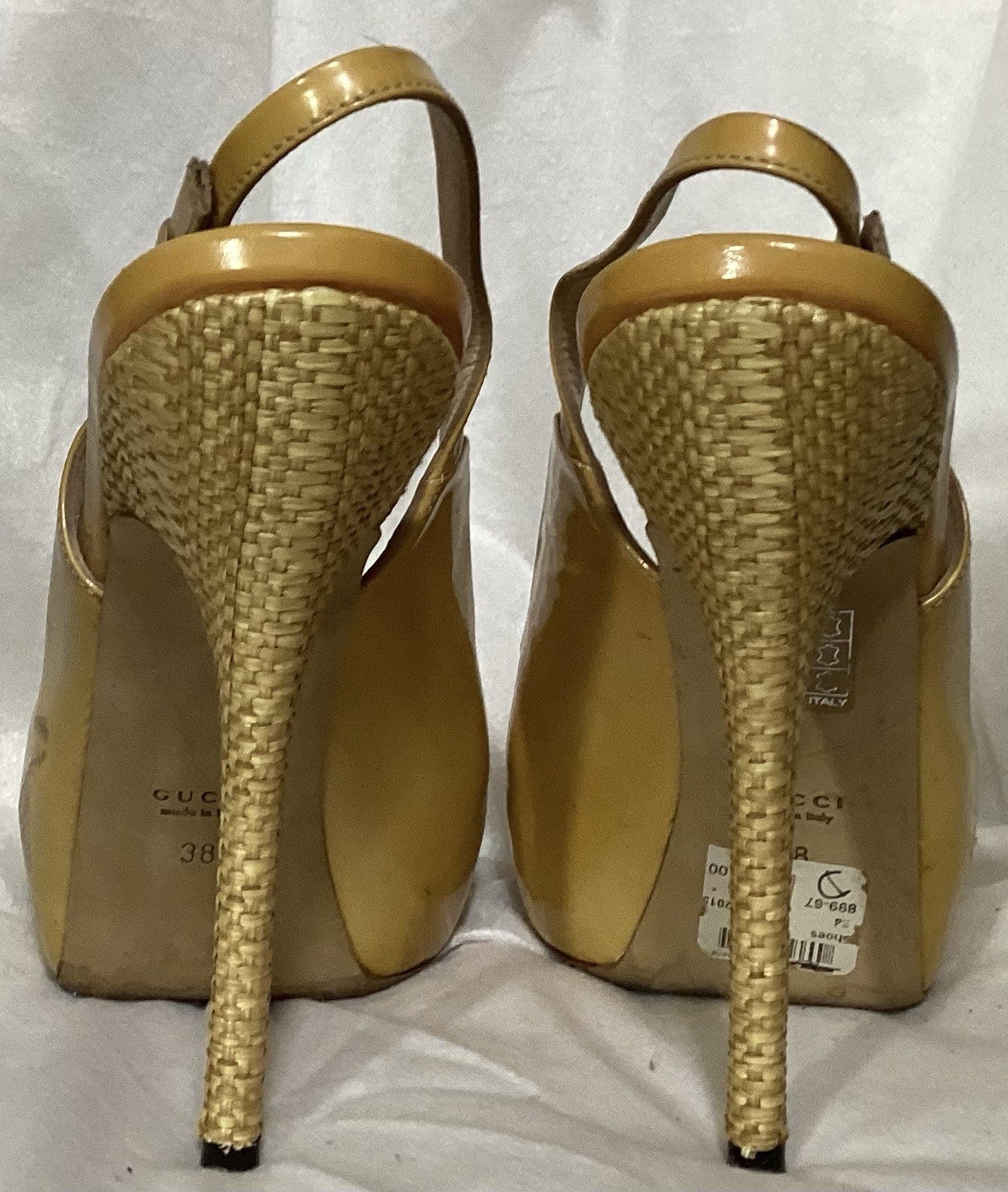 Pre-Owned Yellow Mustard Patent Leather Gucci Sling back Sandal Sz 38