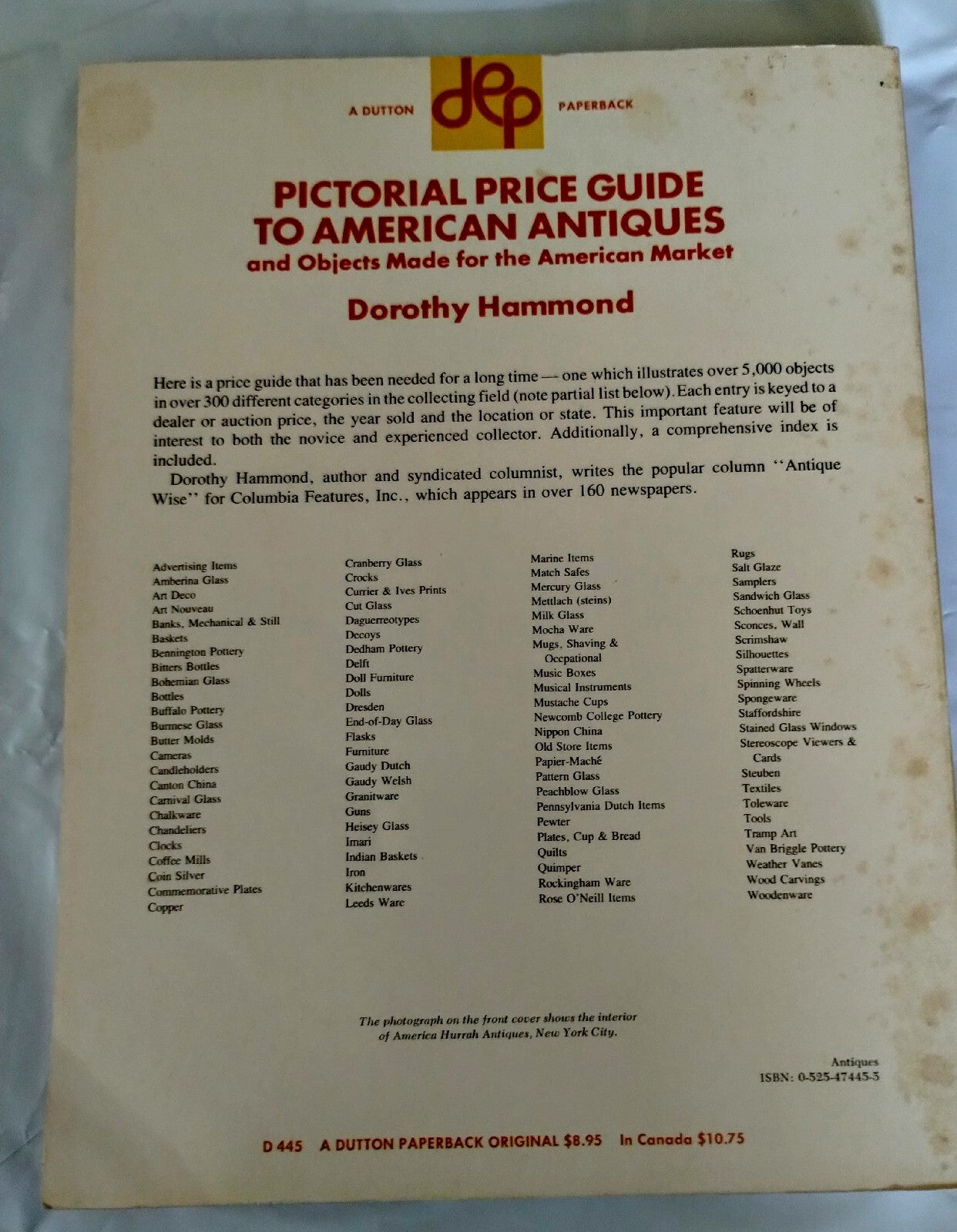 Pictorial Price Guide To American Antiques By DOrothy Hammond Book