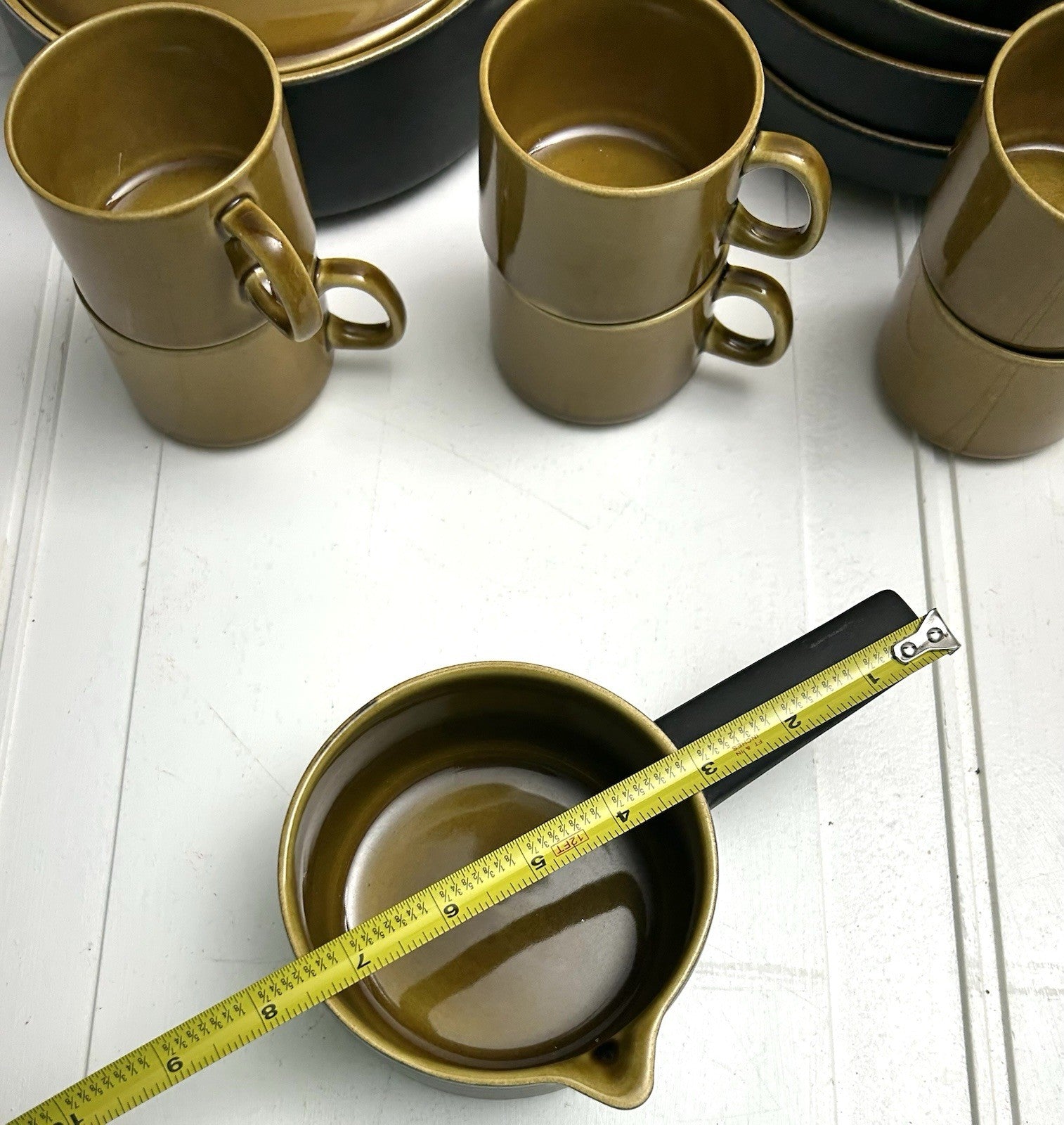 13 Pieces Melitta Germany Ceracron Pottery Mid Century Mustard Set