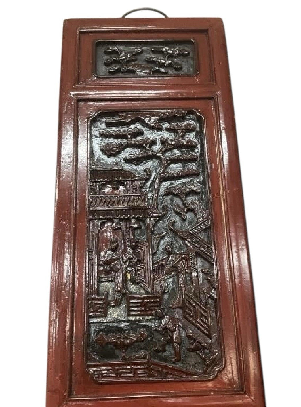 Set Of 2 Vintage Asian Hand Carved Wood High Relief 3D Art Panel 53”
