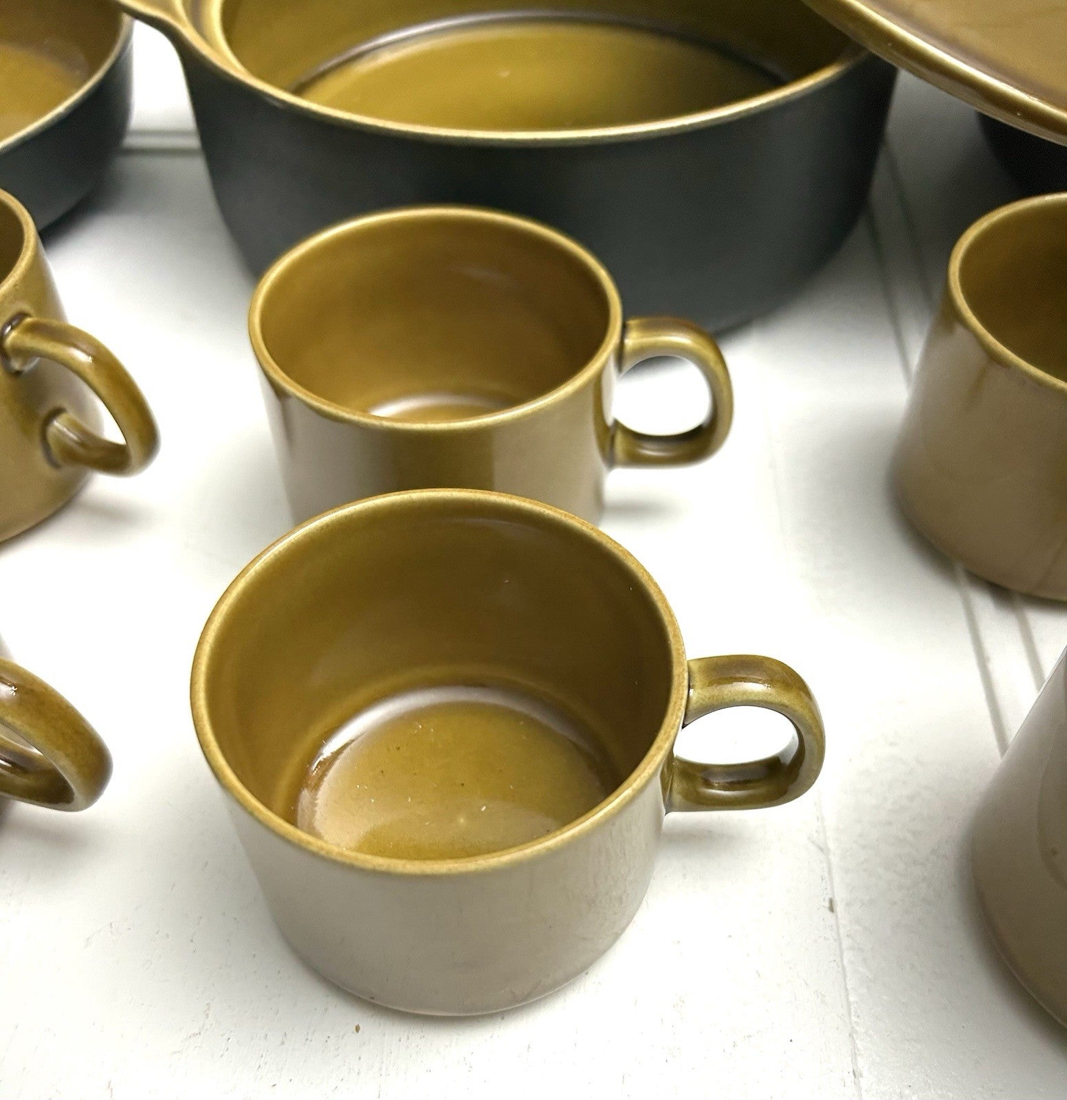 13 Pieces Melitta Germany Ceracron Pottery Mid Century Mustard Set