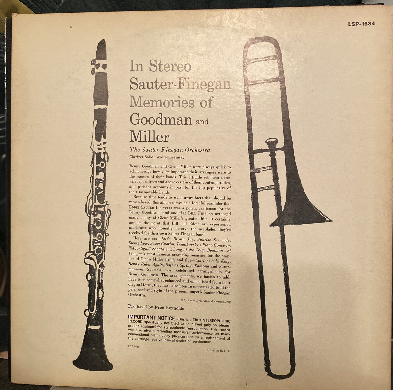 Sauter-Finegan (LSP-1634) Memories of Goodman & Miller RCA Victor Vinyl Album LP