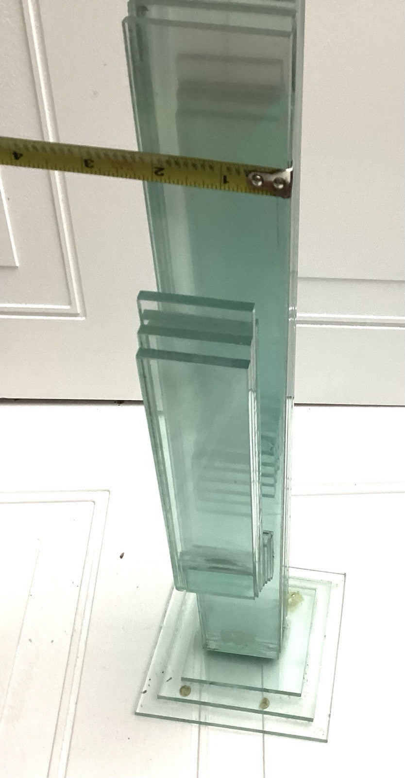 Green Stacked Saguro Cactus Glass Sculpture 19” Tall