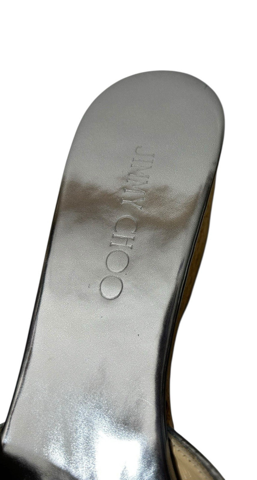 Jimmy Choo Women Sandal Crisscross Silver Straps Platform Sz 40