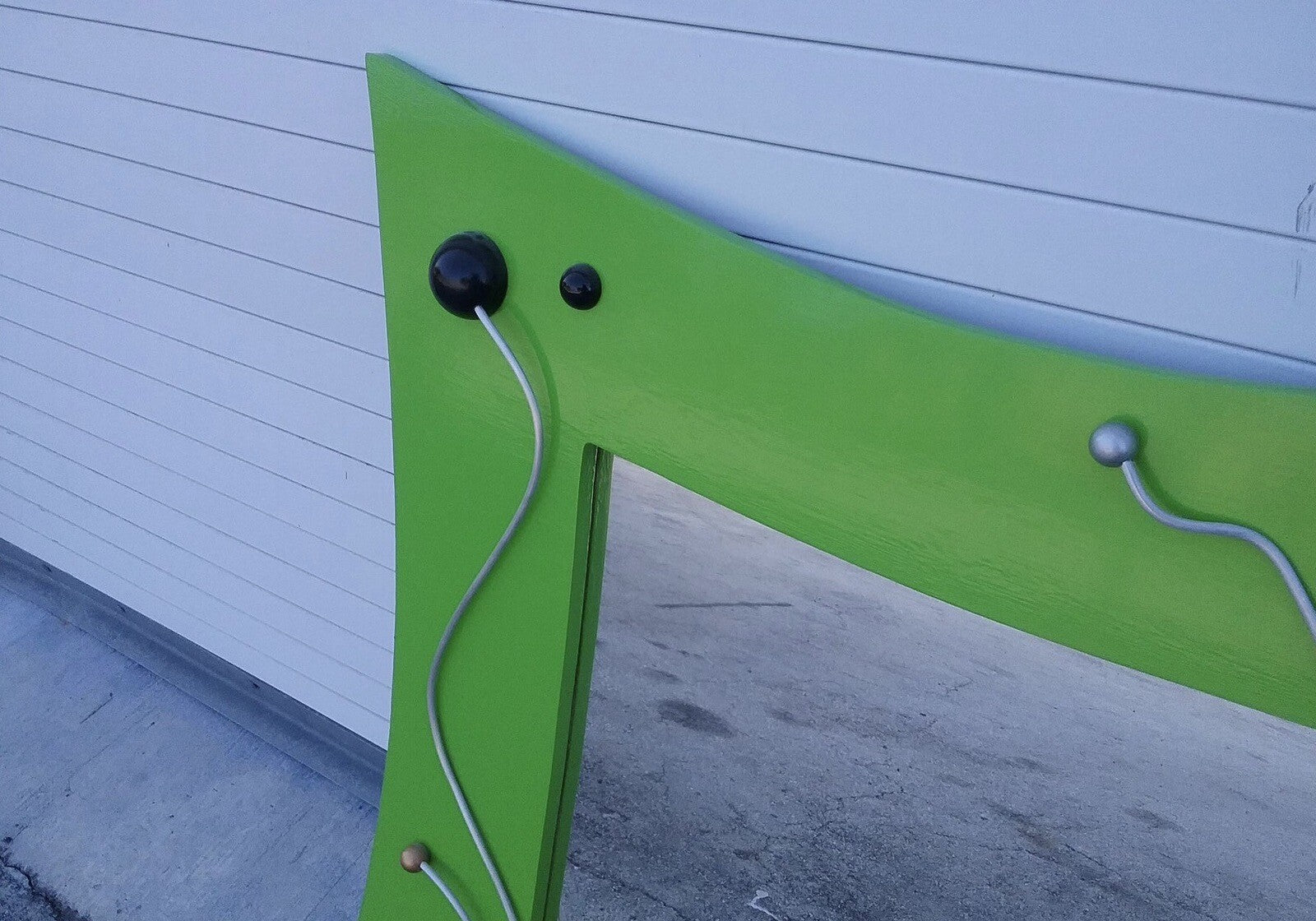 Modern Contemporary Green Mirror With Metal Accents