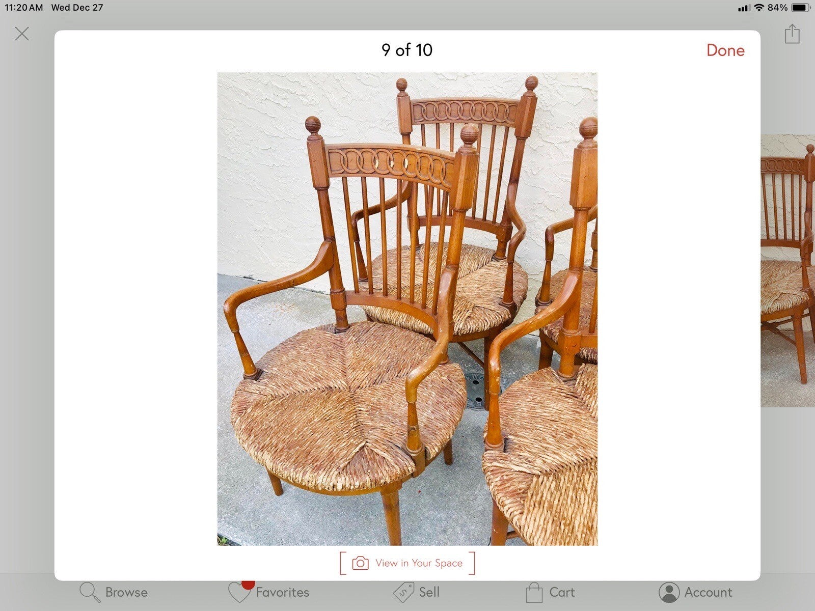 Set Of 4 Vintage Tomlinson Rush Seats Chairs