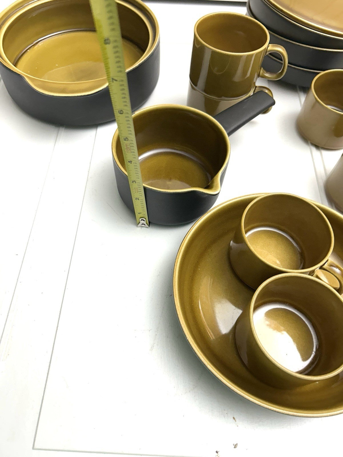 13 Pieces Melitta Germany Ceracron Pottery Mid Century Mustard Set