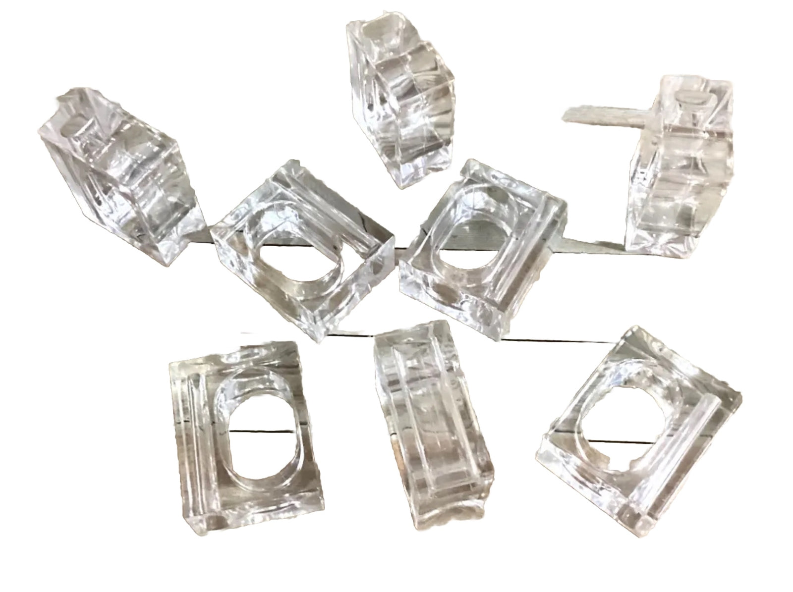 Set OF 8 Vintage Lucite Transparent Rectangular Fine Dining Napkin Holder