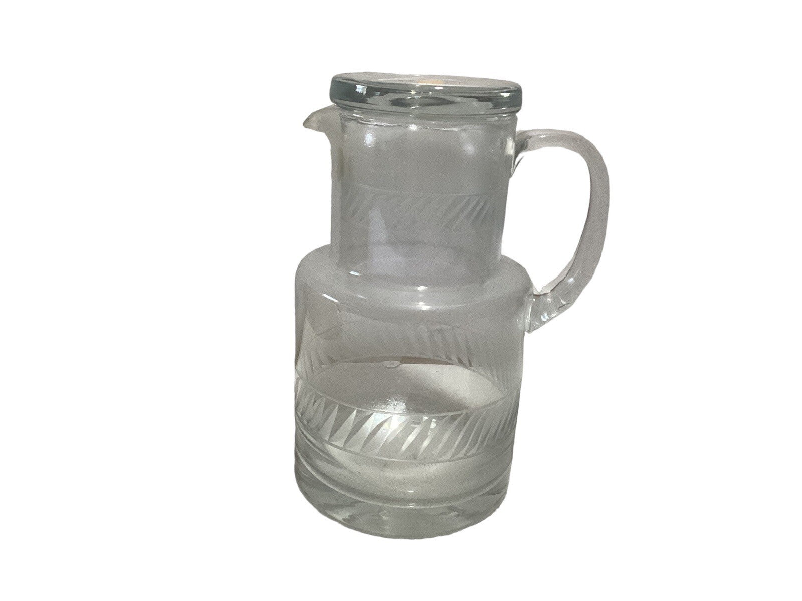 Romanian Bedside Etched Pitcher With Water Glass