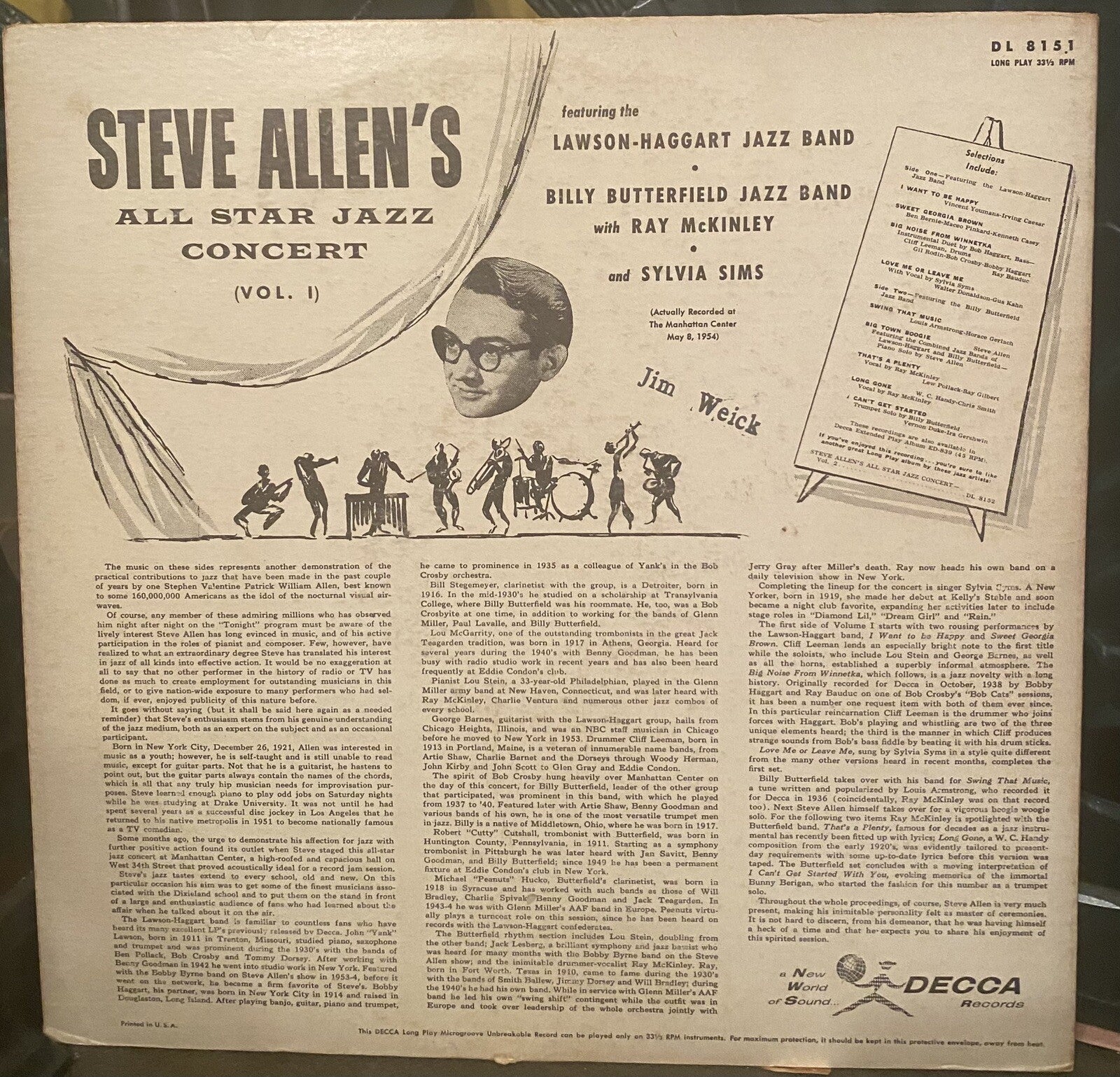 Steve Allen's All Star Jazz Concert V1 Lawson-Haggart Billy Butterfield 1954 LP