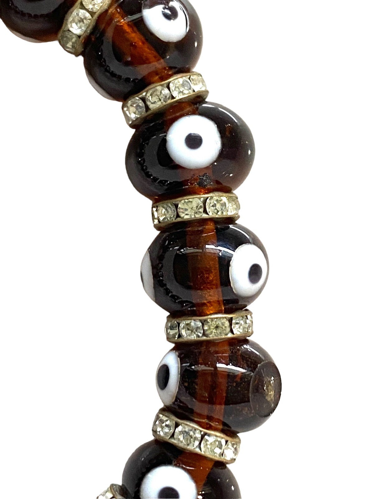 Brown Evil Eye Glass Beads Stretch Women Bracelet
